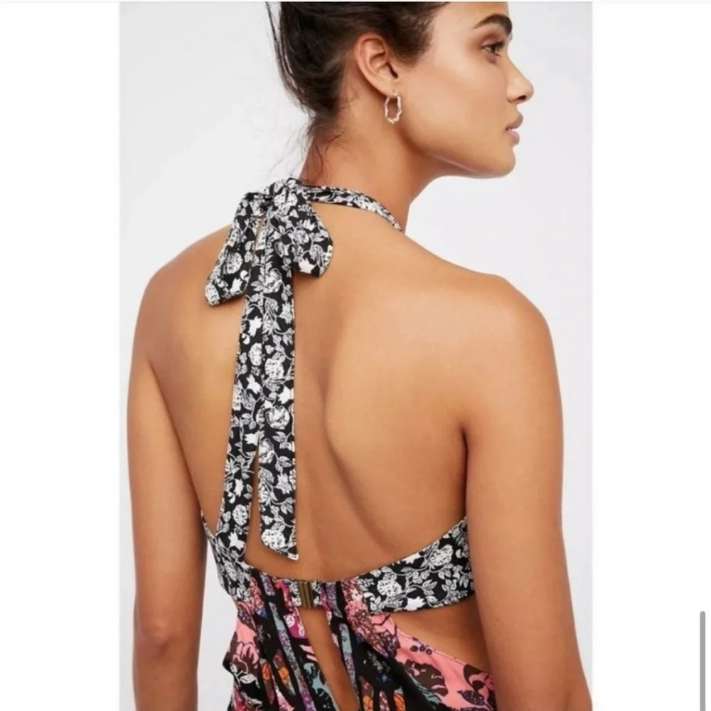 Free People Patchwork Maxi Dress in Black, Pink, Orange and Purple - Picture 4 of 16